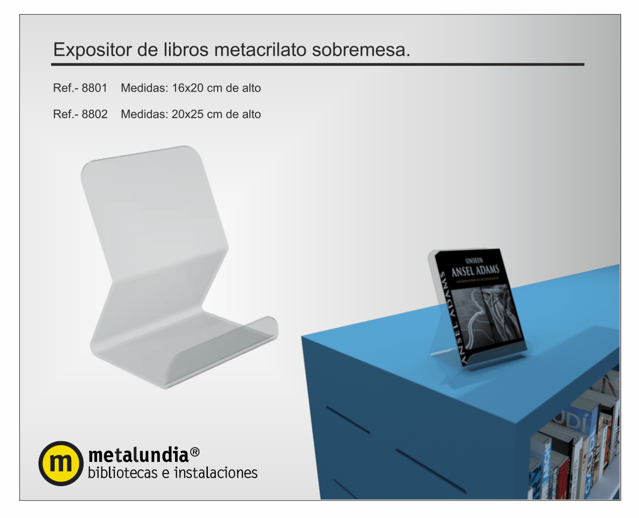 Expositor de libros metacrilato sobremesa