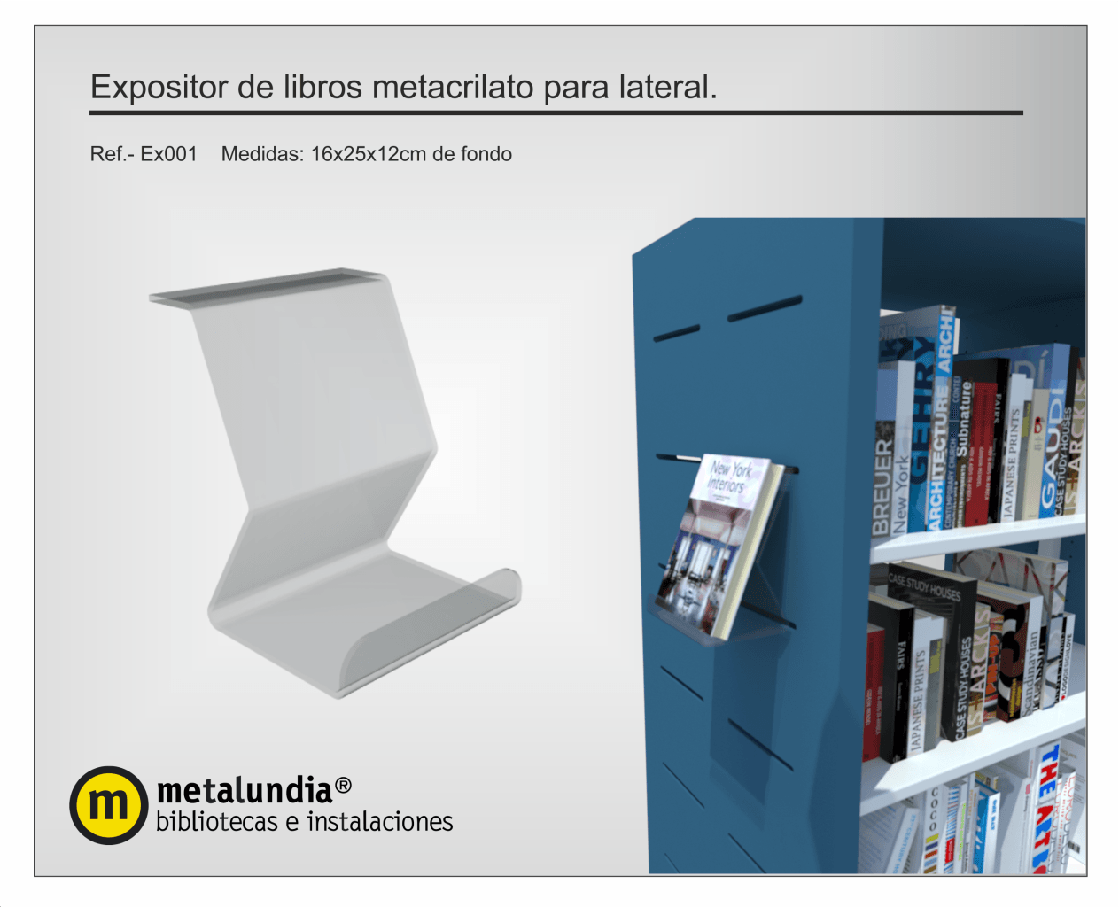 Expositor de libros metacrilato para lateral