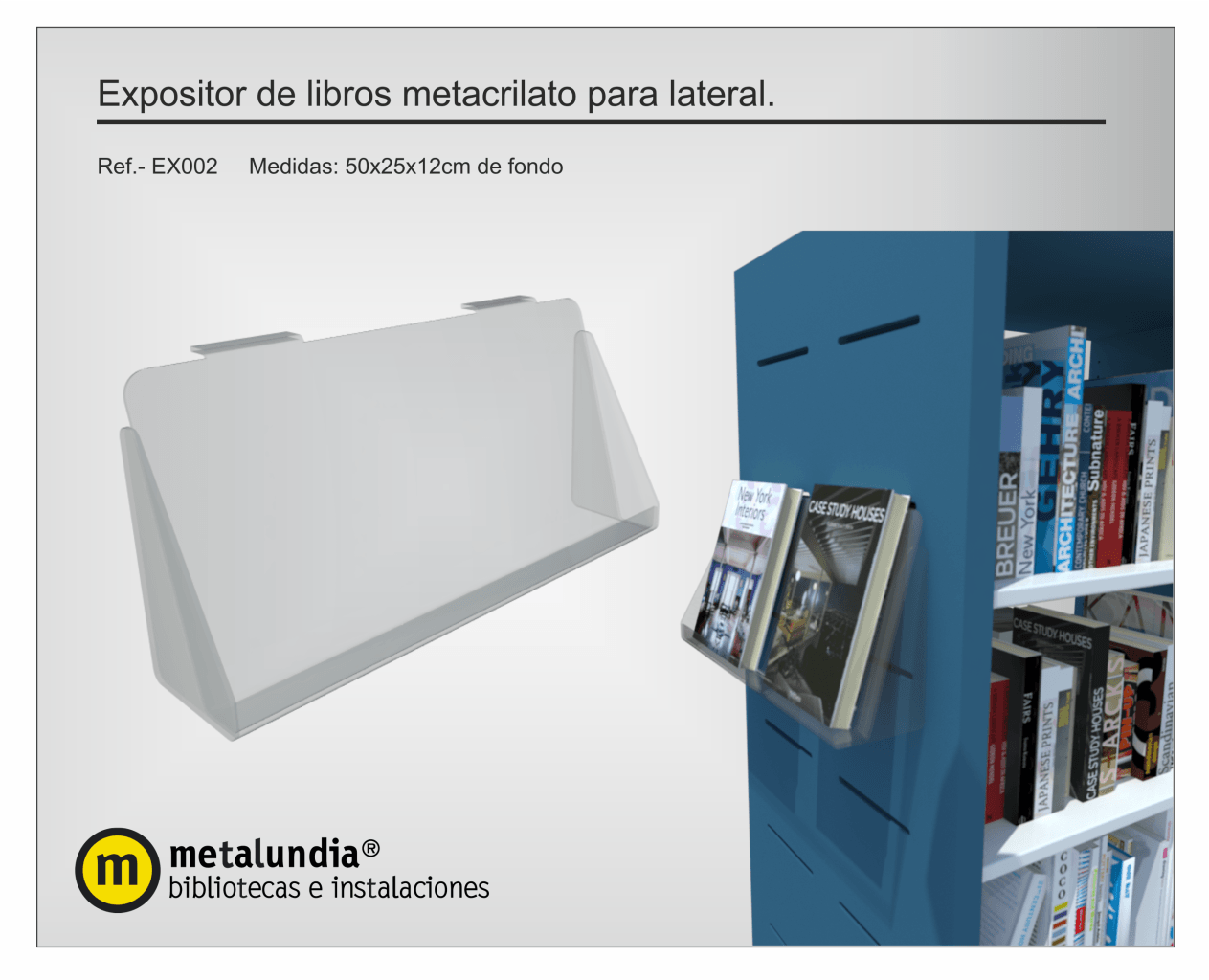 Expositor de libros metacrilato para lateral