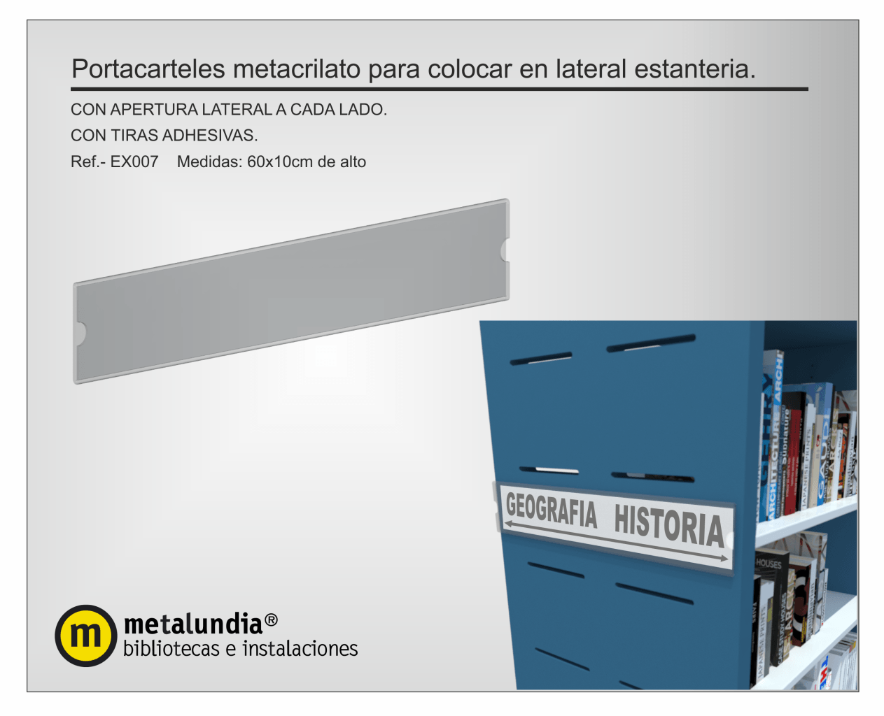 Portacarteles metacrilato lateral