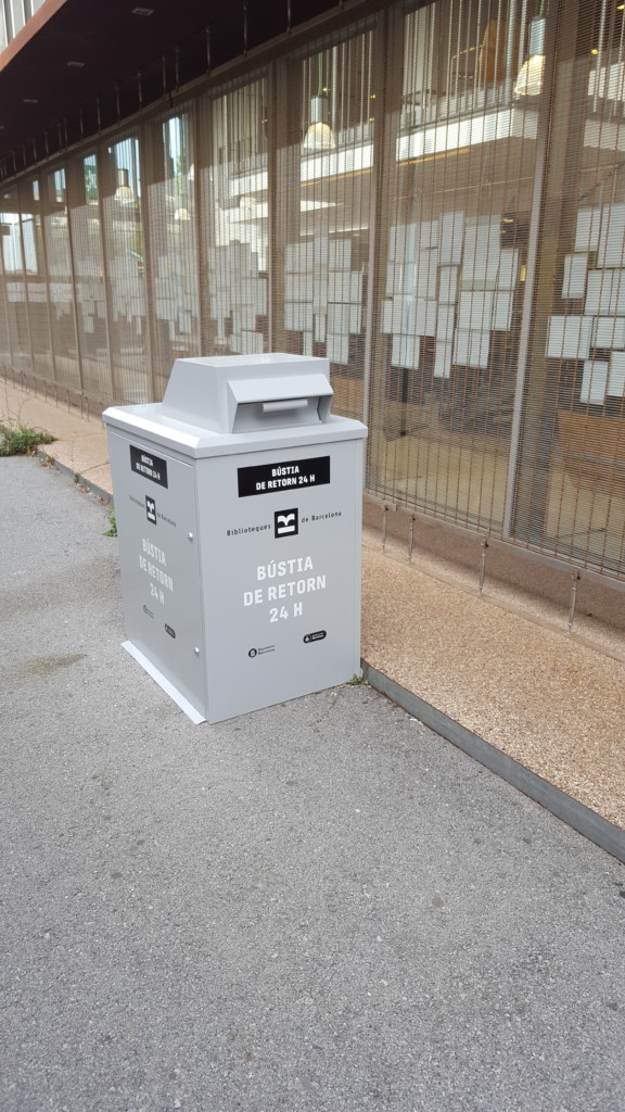 Large metal return mailbox.