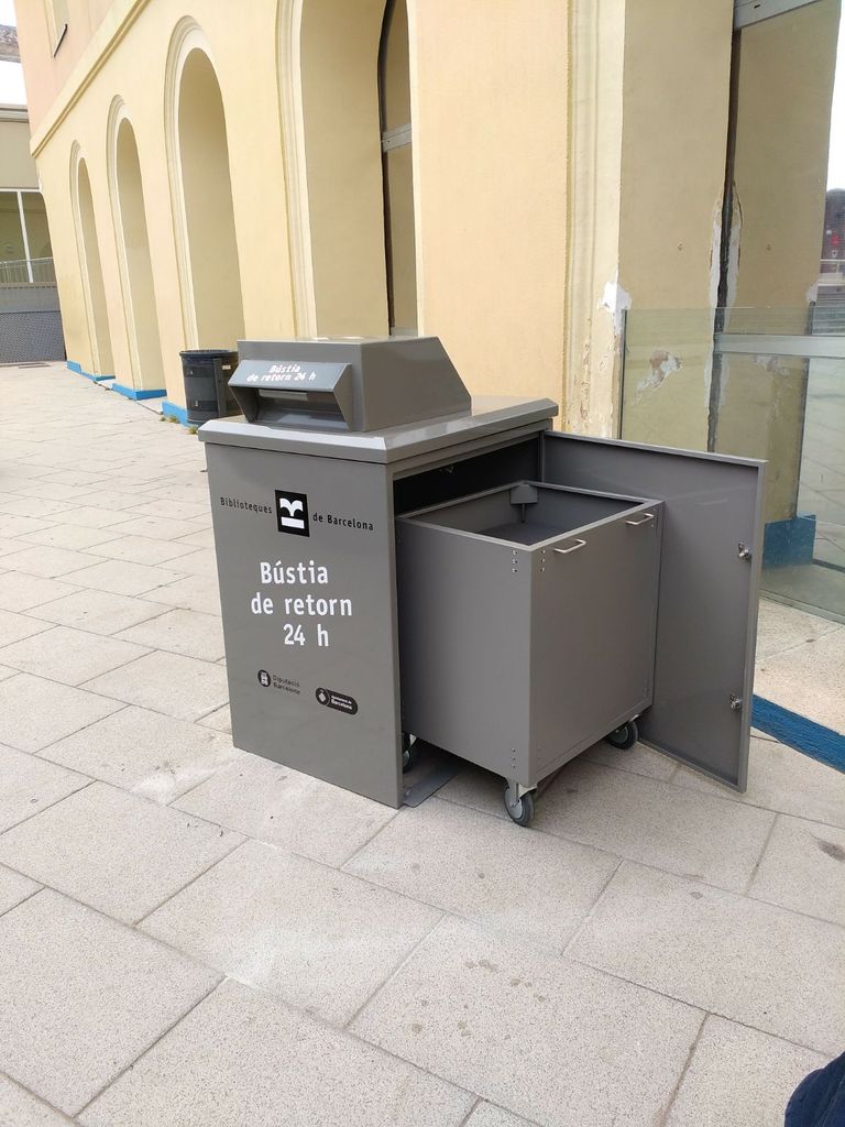 Large metal return mailbox.