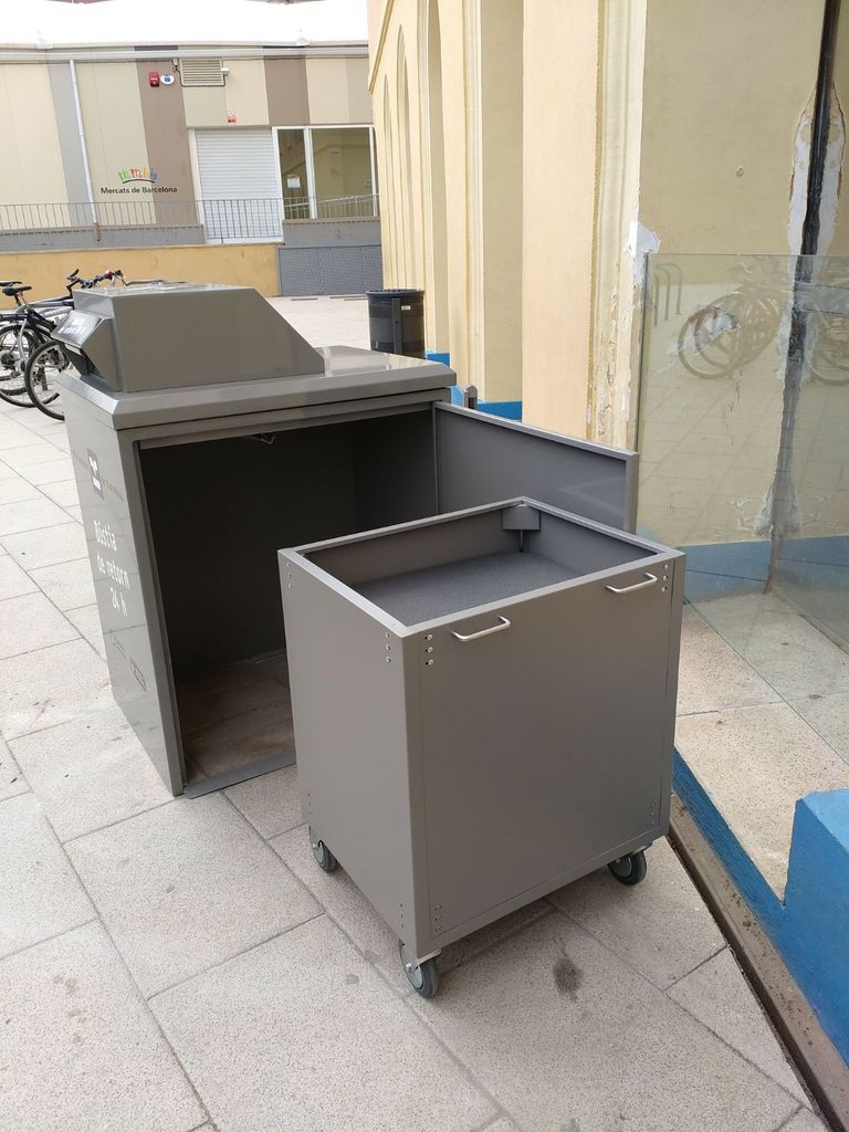 Large metal return mailbox.