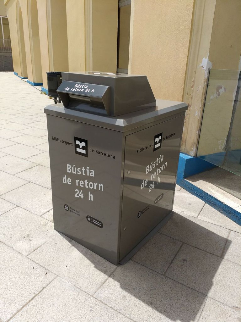 Large metal return mailbox.