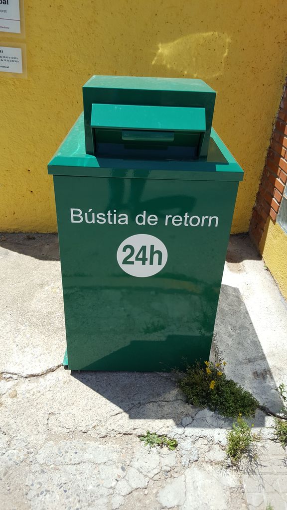 Large metal return mailbox.