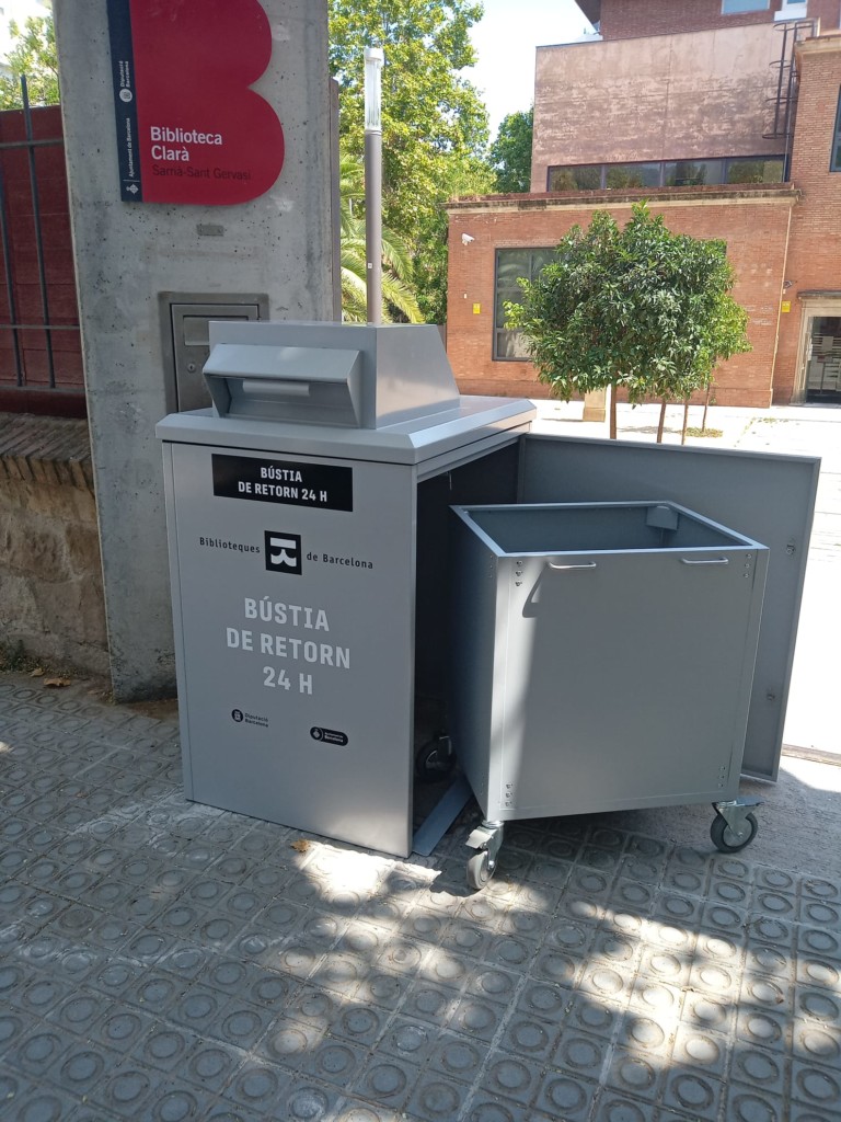 Large metal return mailbox.